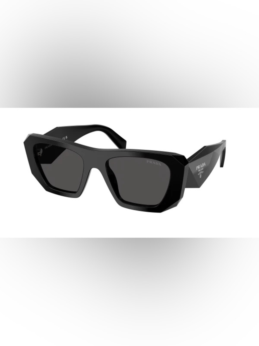 Prada Black Faceted Geometric Sunglasses
